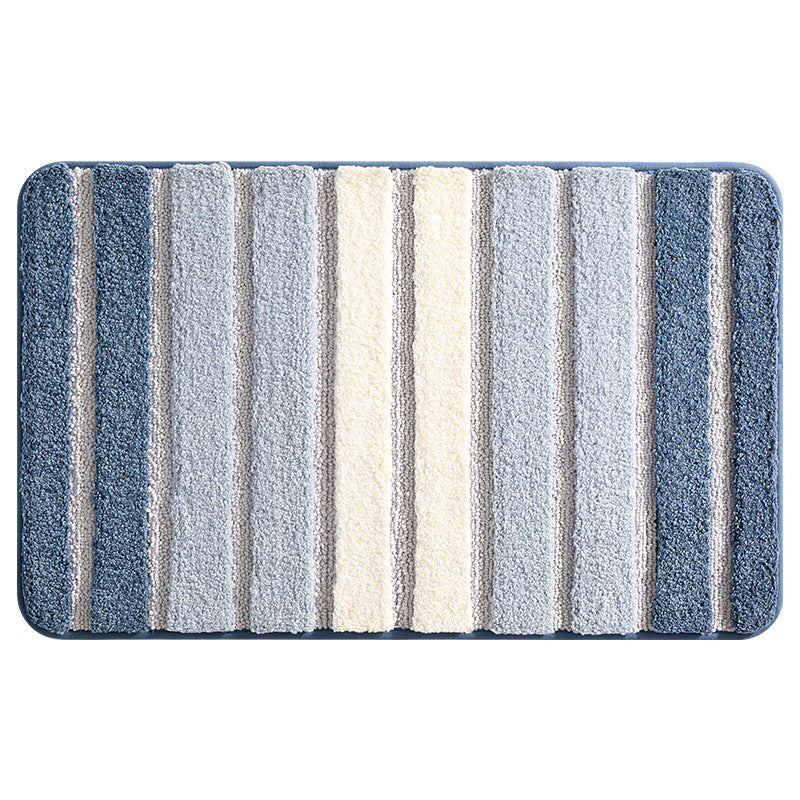 Premium Blue Striped Bath Mat – Ultra-Absorbent Plush Bathroom Rug