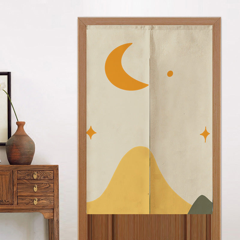 Brown Background Moon Mountains Door Curtain