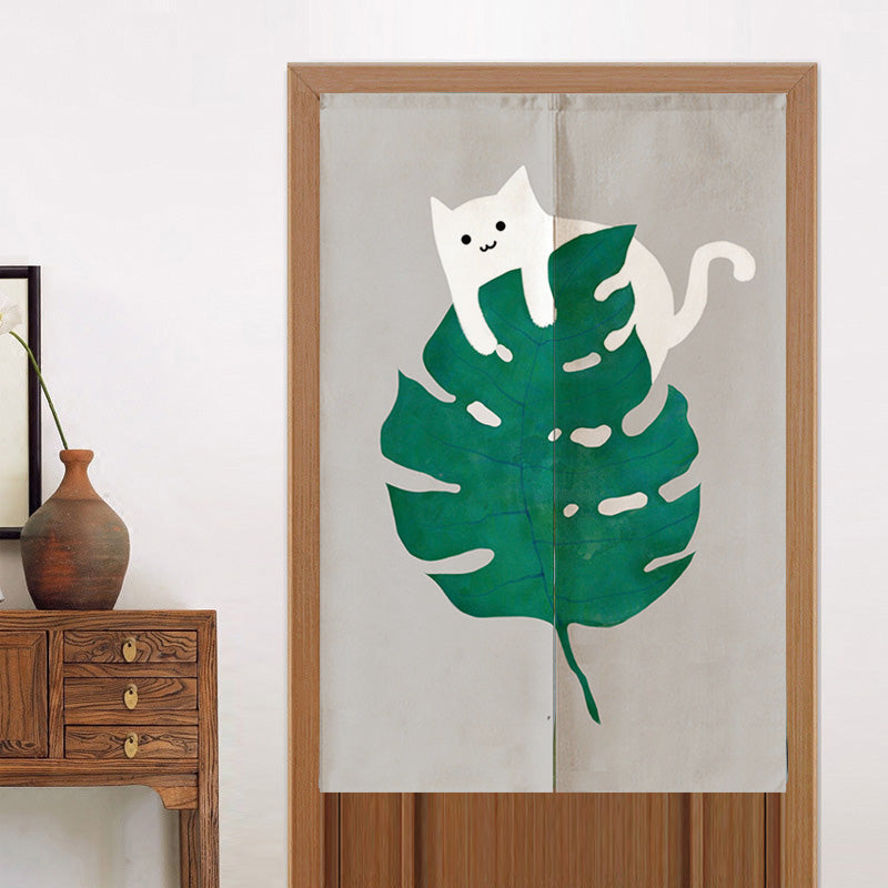 Cat and Monstera Door Curtain