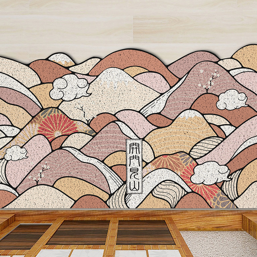 Japanese Style Pink Mountain Entrance Door Mat