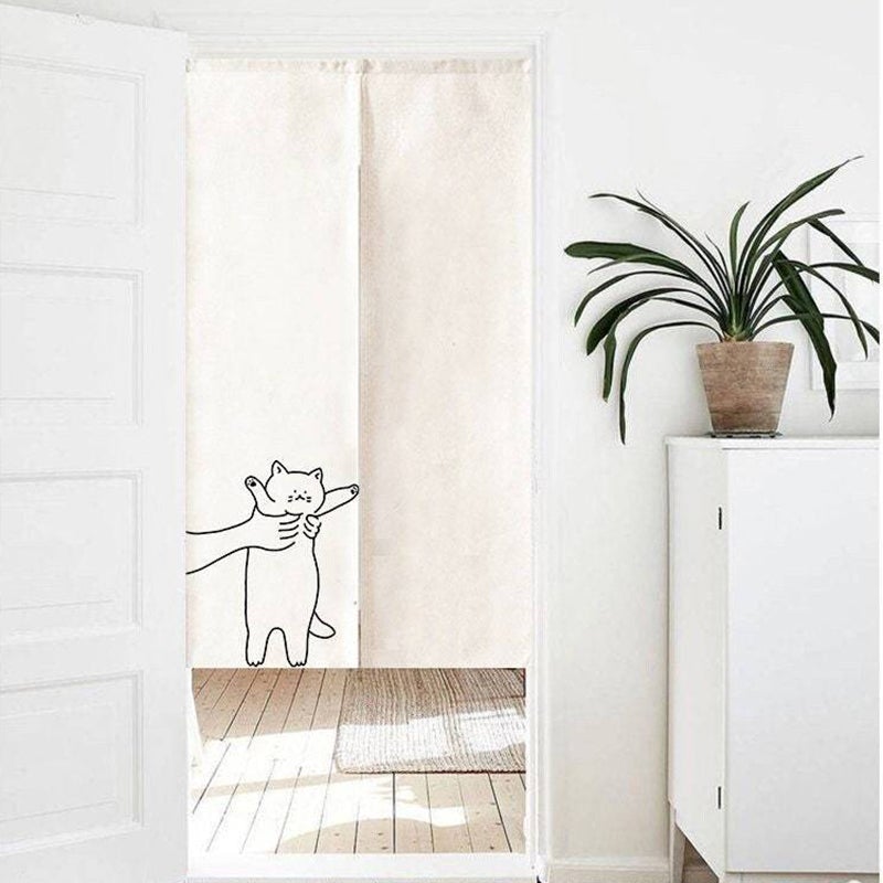 Cat in Hands Doorway Noren