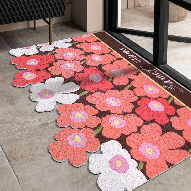 Cute Red Flower Cutting Entrance Door Mat