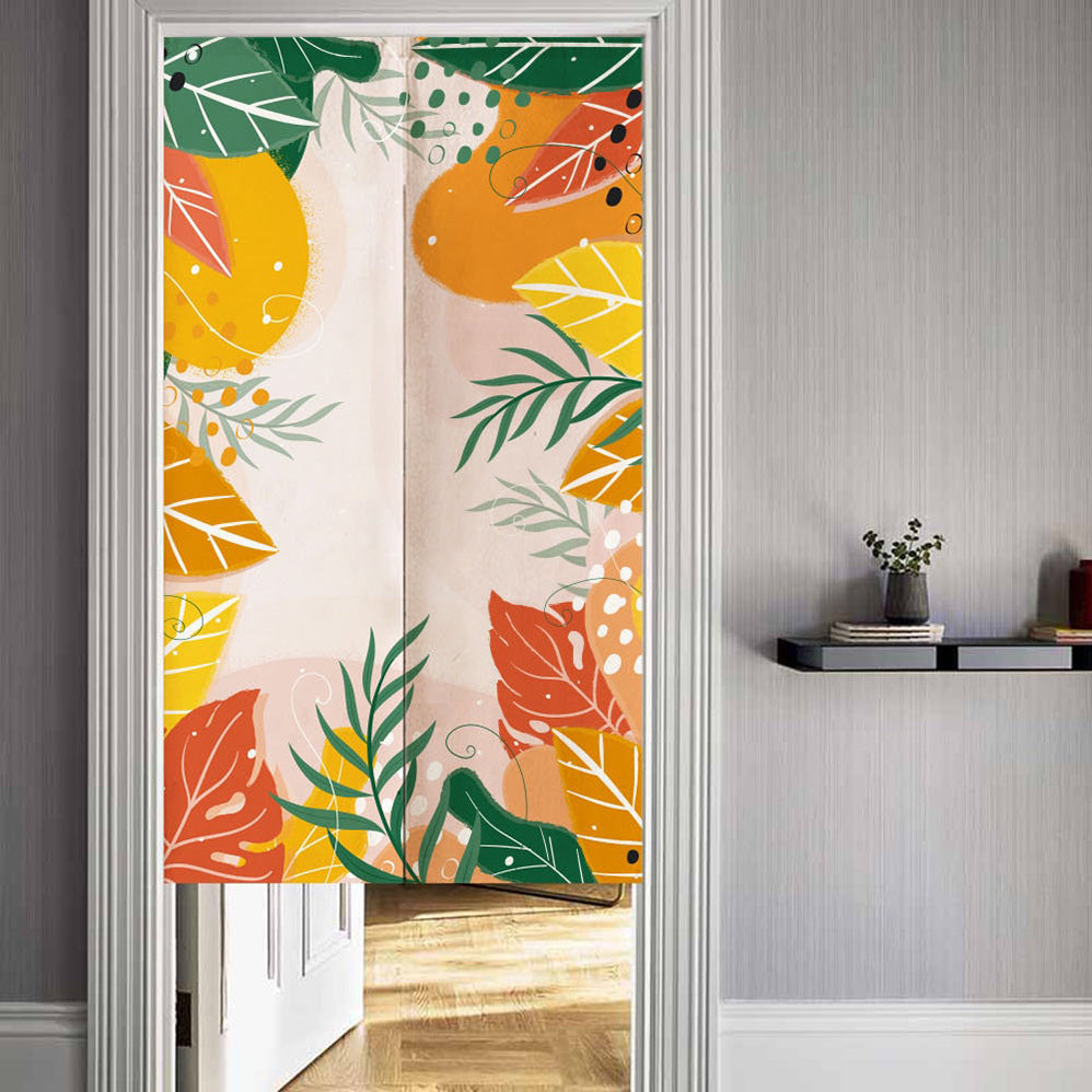 Yellow Rainforest Print Japanese Door Curtain