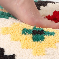 Checkerboard and Plaid Tufted Bath Mat - Plush Checkered Bath Rug | Non-Slip Super Absorbent Machine Washable Mat