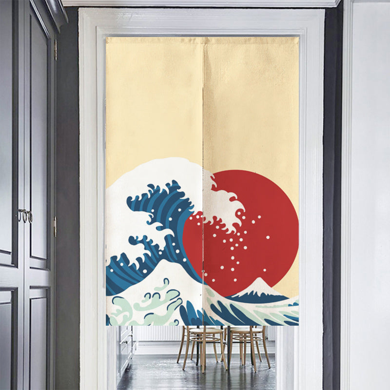 Ukiyoe Waves Sunset Door Curtain