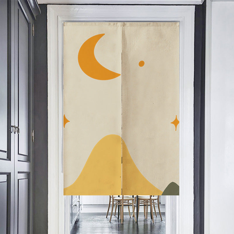 Brown Background Moon Mountains Door Curtain