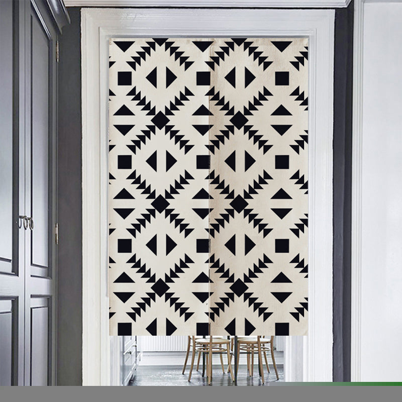 Black and White Diamond Pattern Door Curtain