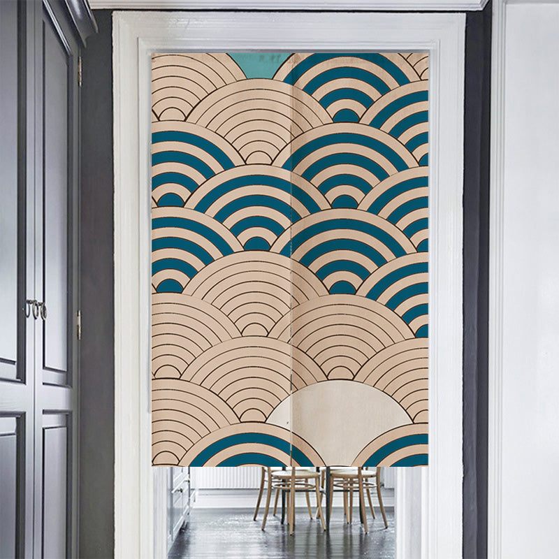 Yellow and Blue Waves Door Curtain