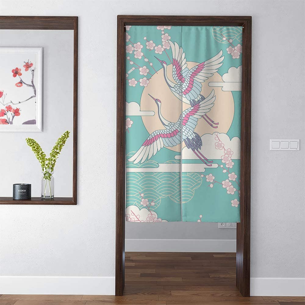 Flying Cranes Noren Doorway Curtain