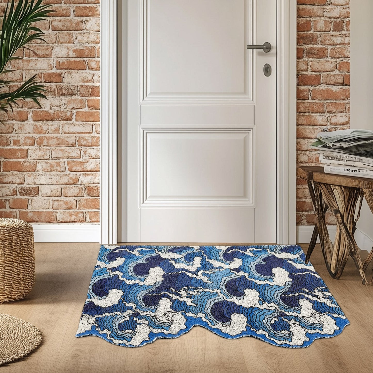 Japanese Blue Wave Entrance Door Mat