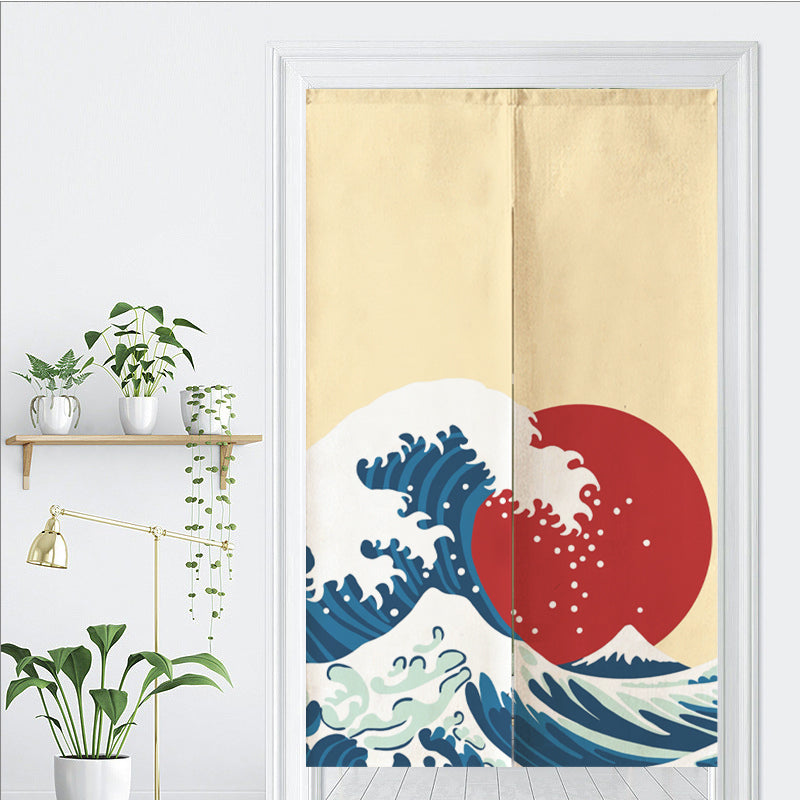 Ukiyoe Waves Sunset Door Curtain