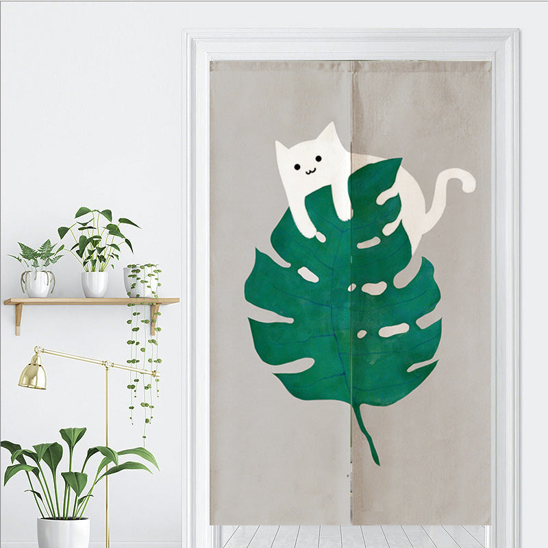 Cat and Monstera Door Curtain