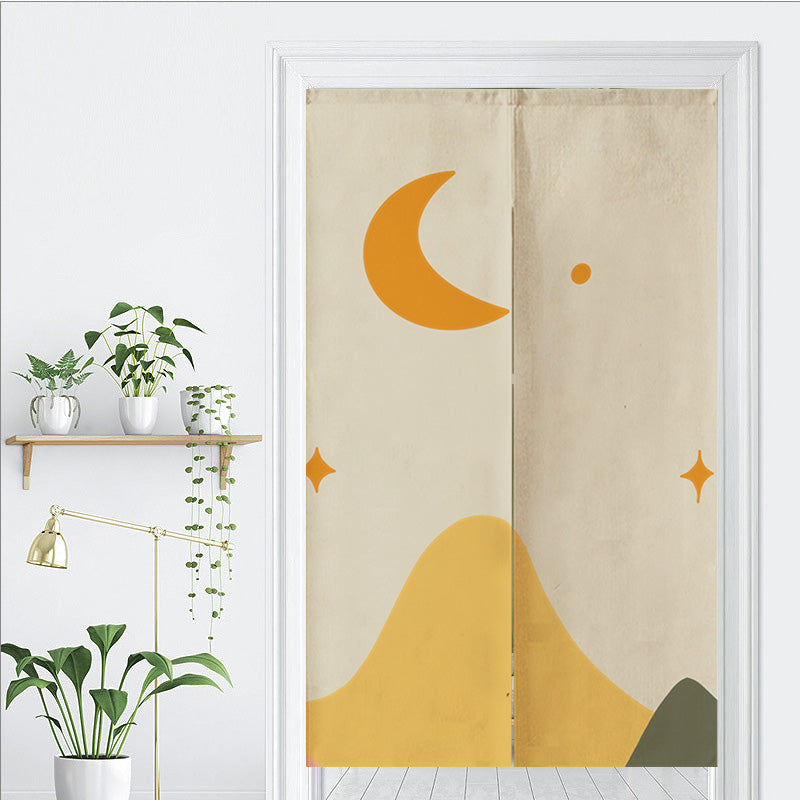 Brown Background Moon Mountains Door Curtain