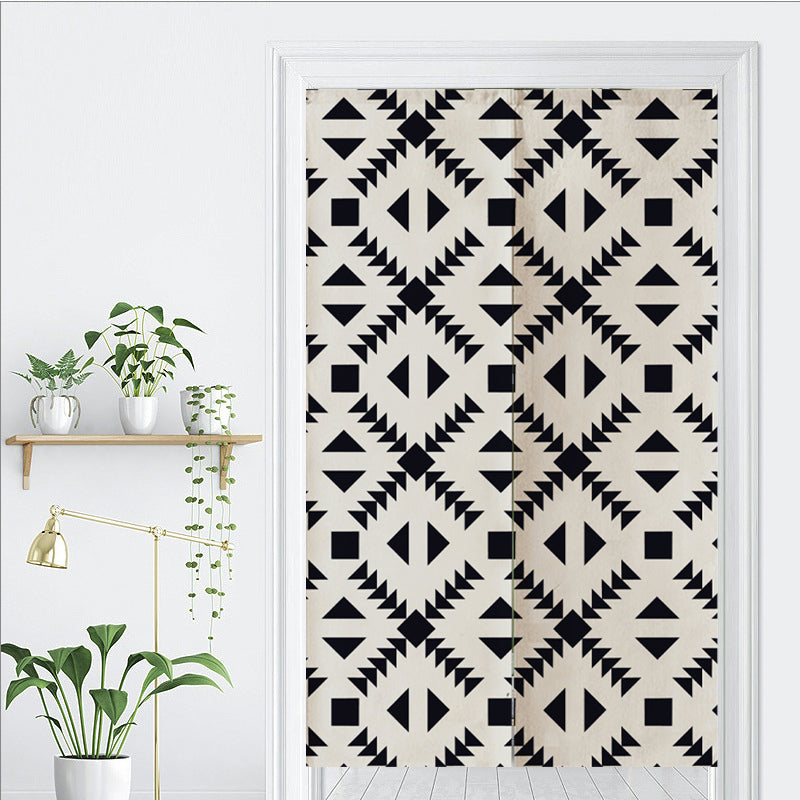 Black and White Diamond Pattern Door Curtain