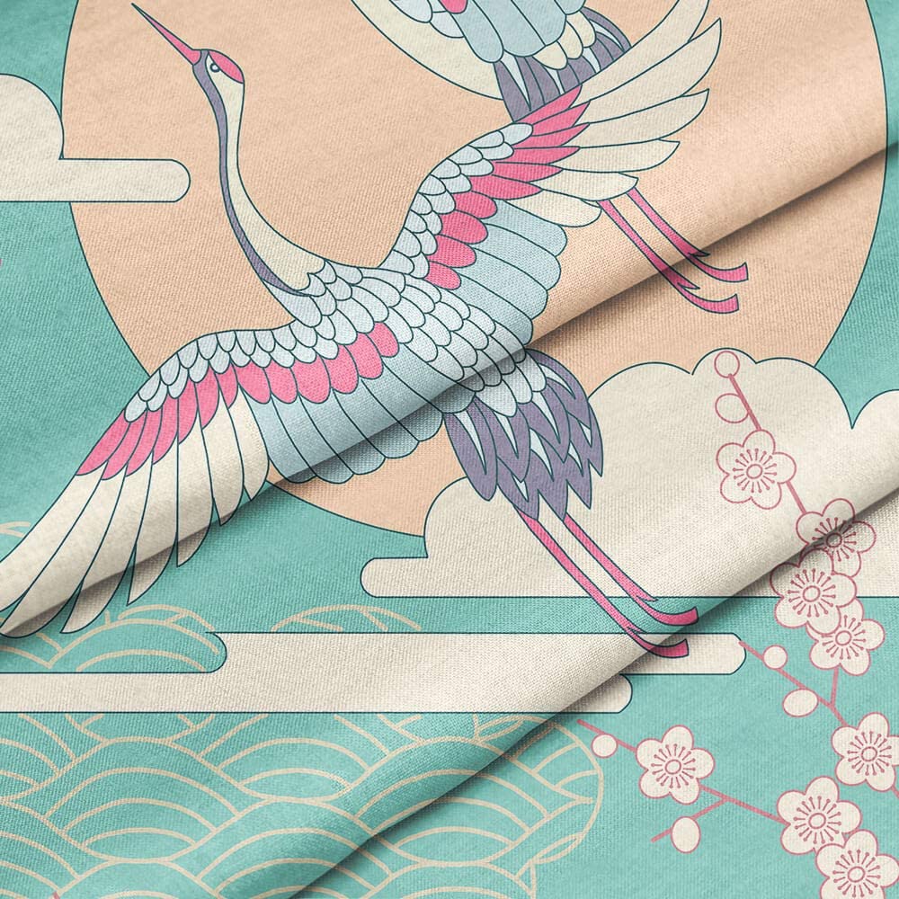 Flying Cranes Noren Doorway Curtain