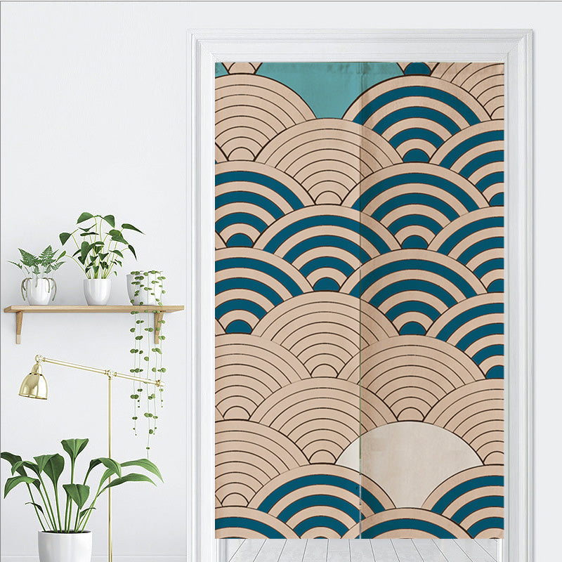 Yellow and Blue Waves Door Curtain