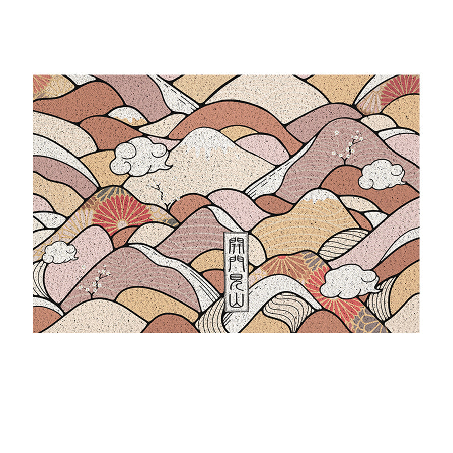 Japanese Style Pink Mountain Entrance Door Mat