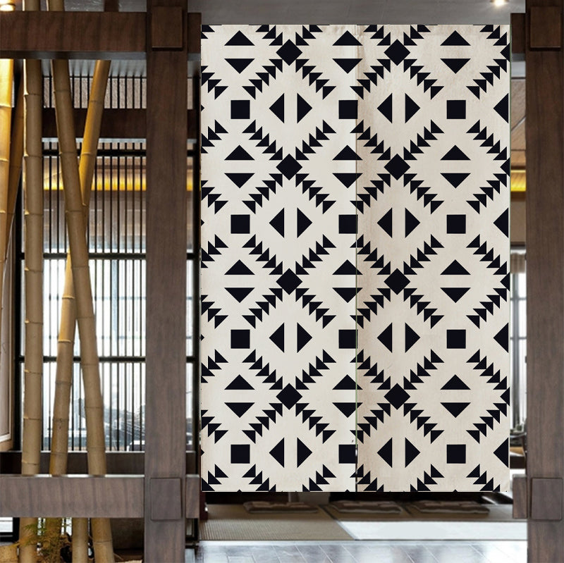 Black and White Diamond Pattern Door Curtain