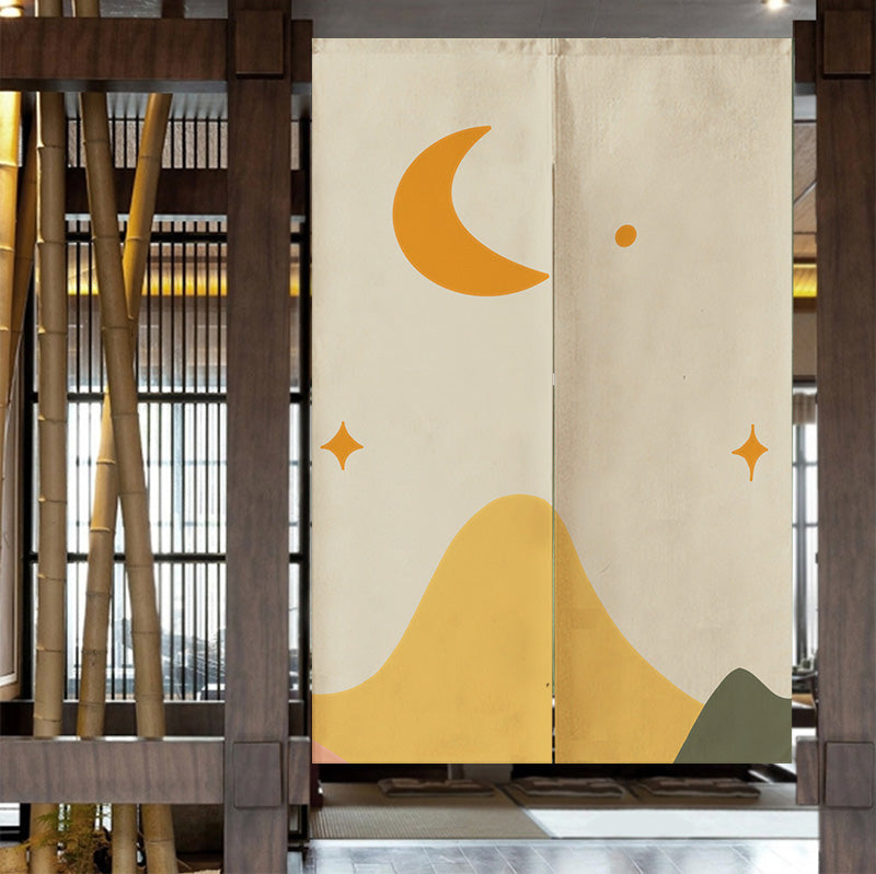 Brown Background Moon Mountains Door Curtain