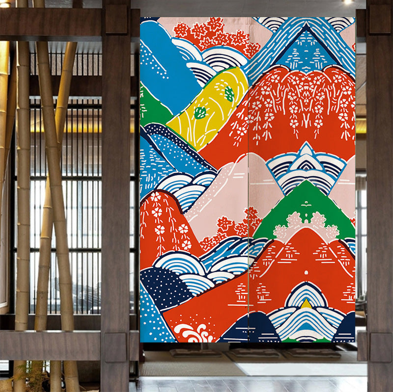 Colorful Mountains Door Curtain