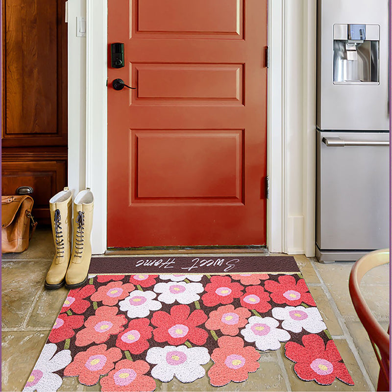 Cute Red Flower Cutting Entrance Door Mat