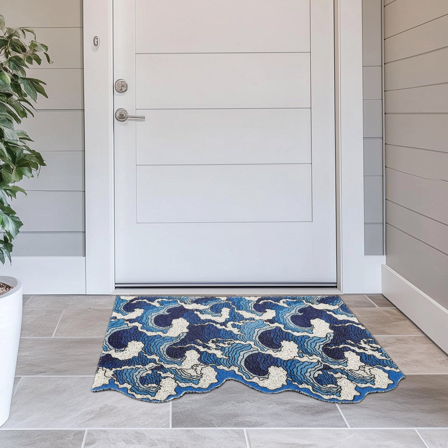 Japanese Blue Wave Entrance Door Mat