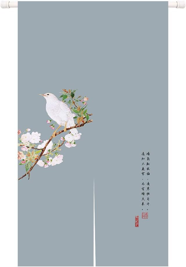 Black background with birds and flowers Door Curtain