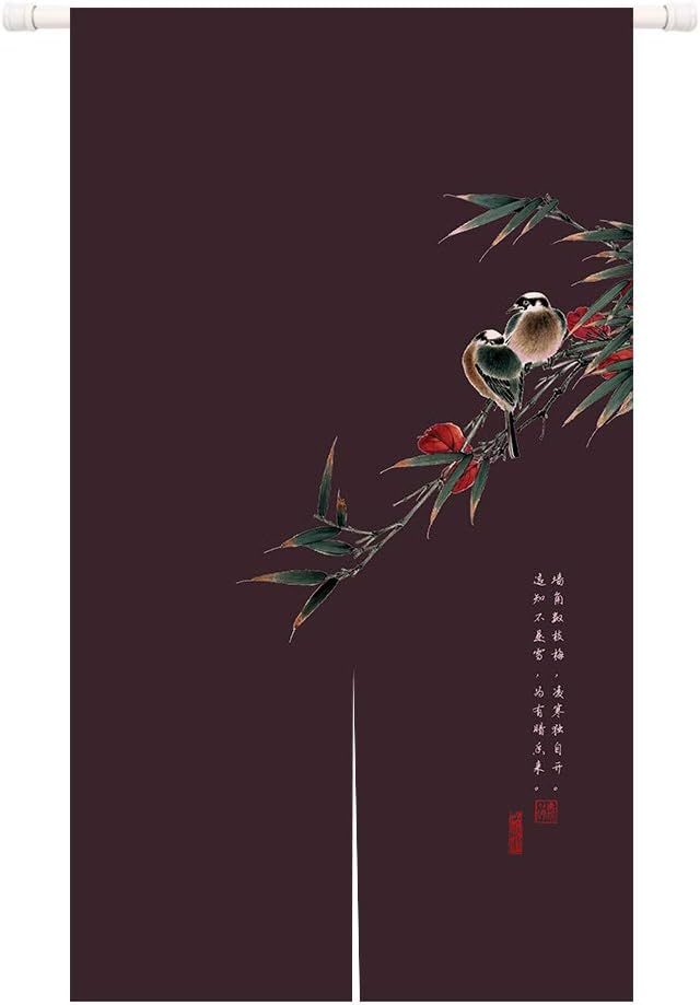 Black background with birds and flowers Door Curtain