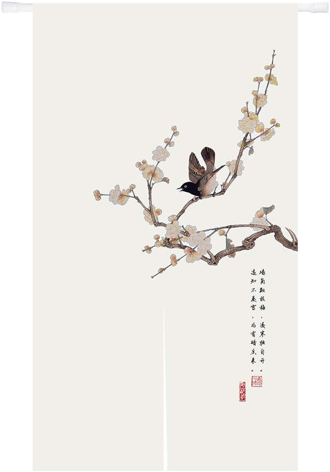 Black background with birds and flowers Door Curtain