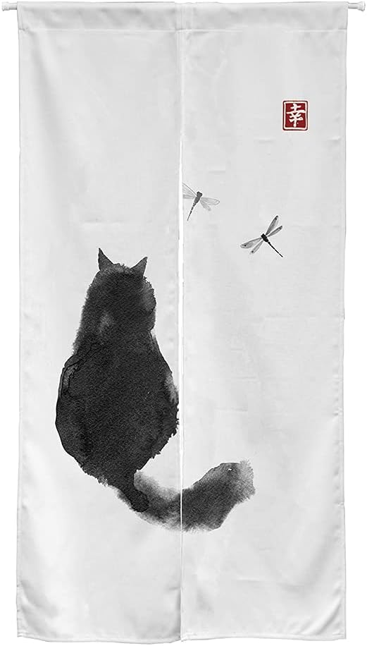 Ink and black and white painting Doorway Curtain