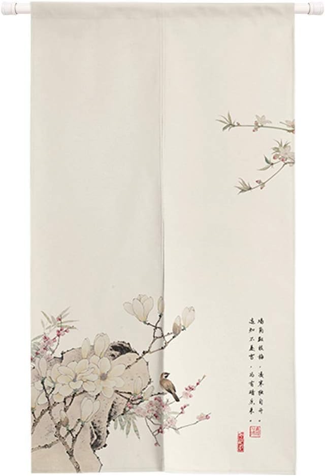 Black background with birds and flowers Door Curtain