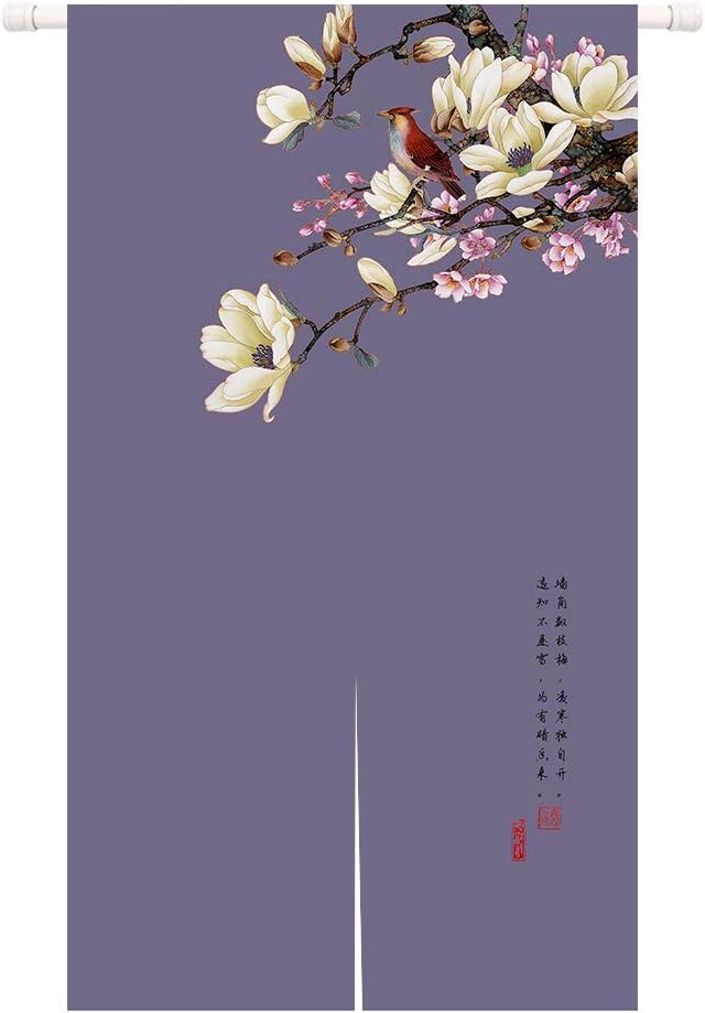 Black background with birds and flowers Door Curtain