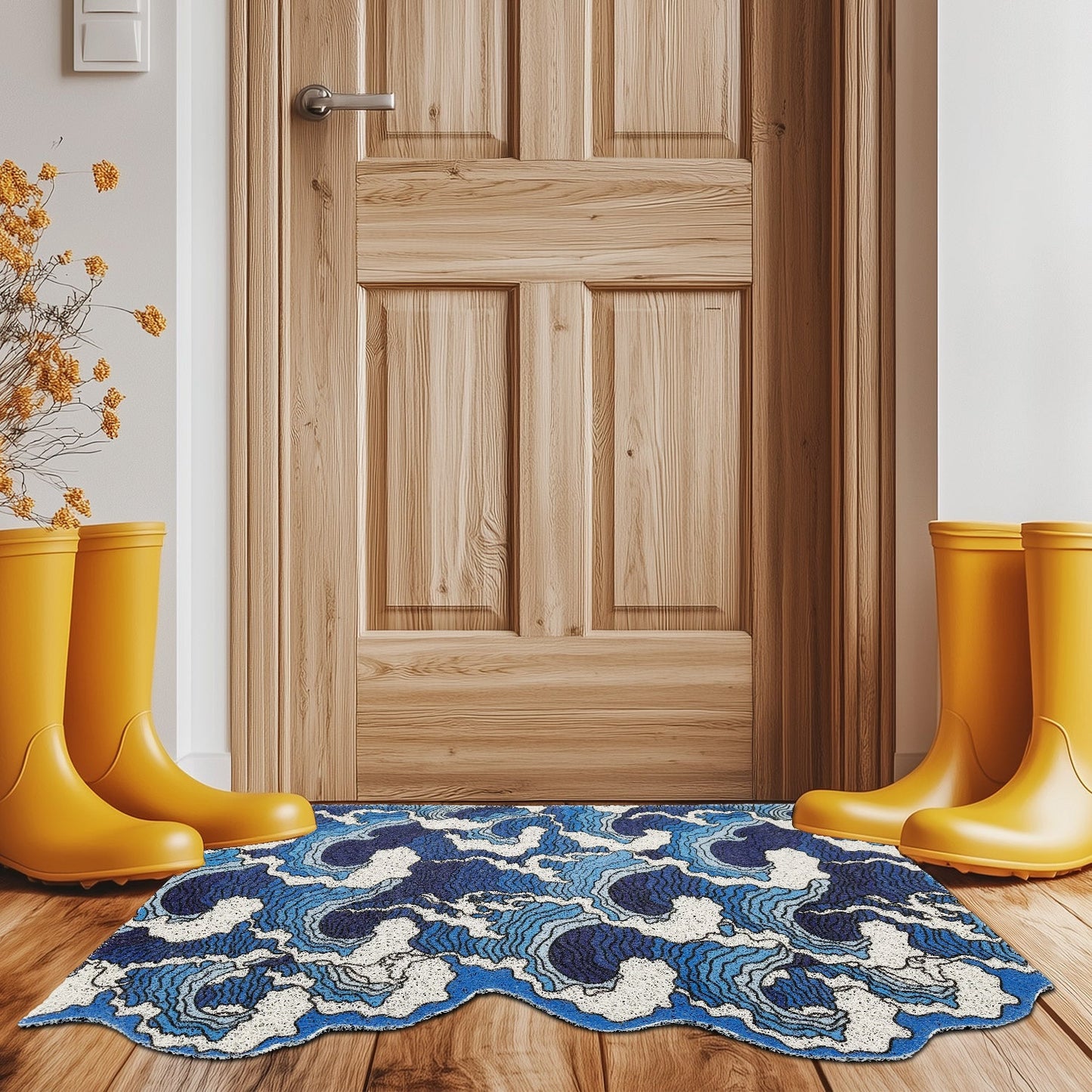 Japanese Blue Wave Entrance Door Mat