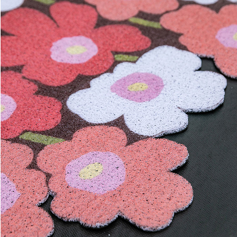Cute Red Flower Cutting Entrance Door Mat