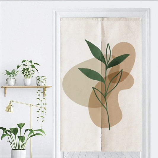 Watercolour Leaves Bloccks Doorway Noren Curtain image 1