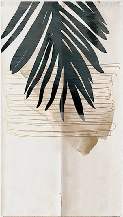 Pastel Watercolour Leaf Art Print Doorway Curtain Noren image 4