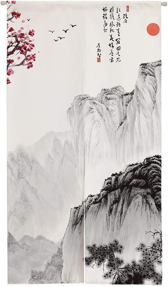 Chinese Traditional Ink Painting Doorway Curtain