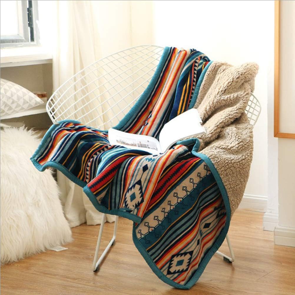 Ultra-Soft Boho Sherpa Throw Blanket – Reversible Flannel Fleece & Plush Sherpa Blanket for Couch, Bed & Sofa (50" x 60")