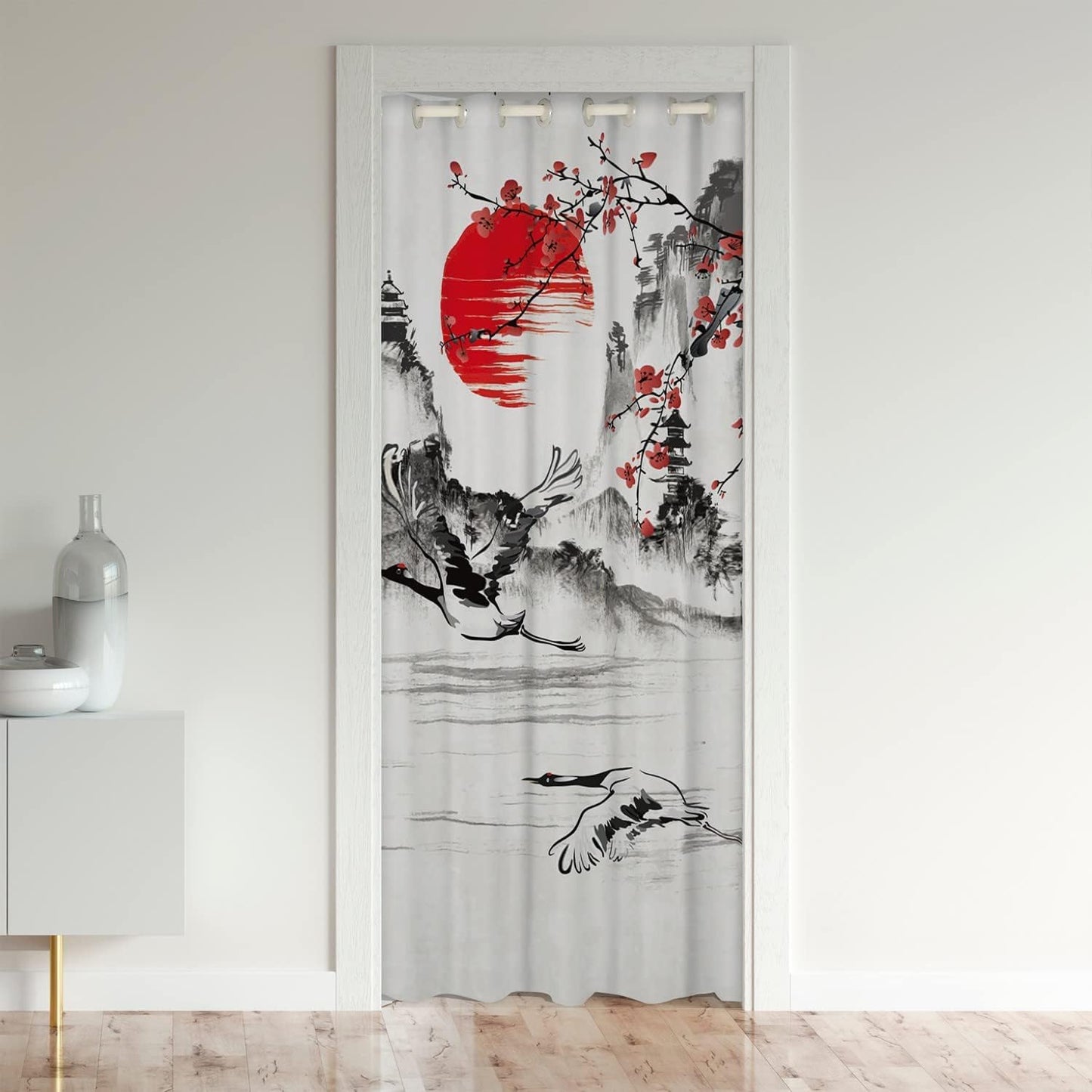 Sunrise plum blossom scenery Door Curtain