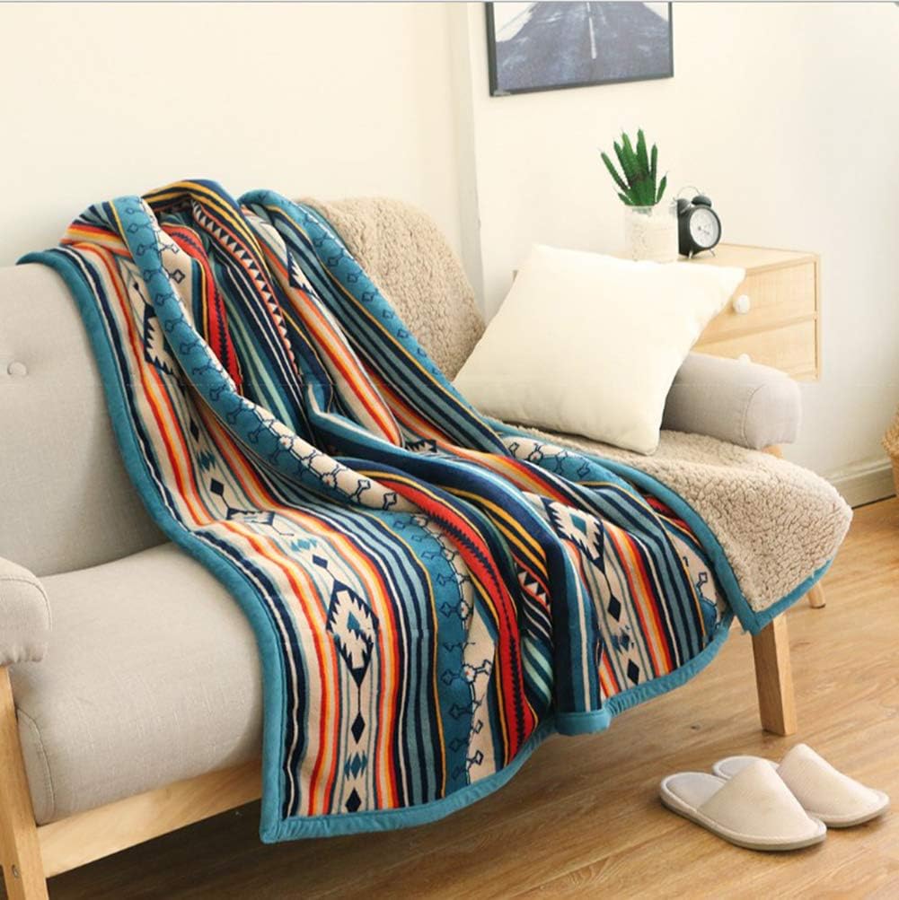 Ultra-Soft Boho Sherpa Throw Blanket – Reversible Flannel Fleece & Plush Sherpa Blanket for Couch, Bed & Sofa (50" x 60")
