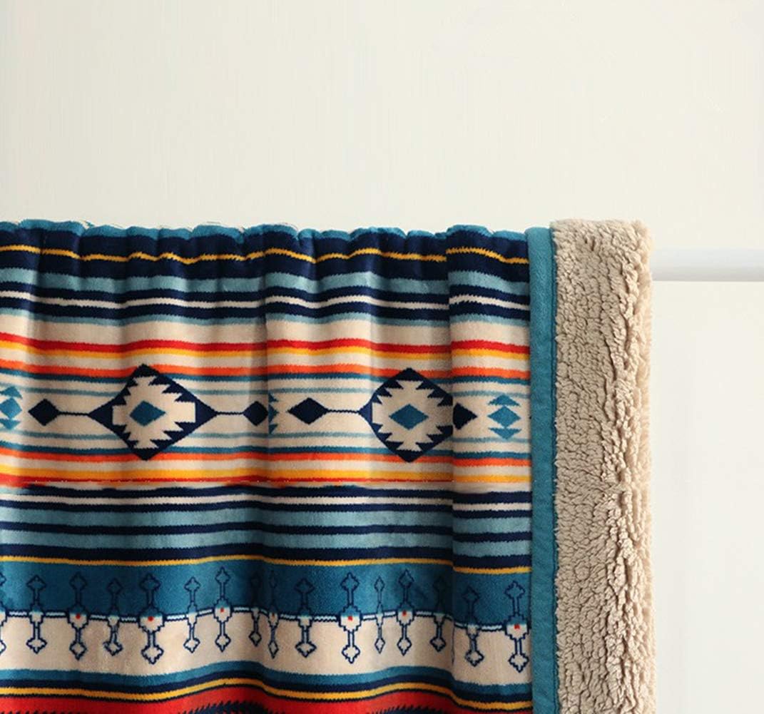 Ultra-Soft Boho Sherpa Throw Blanket – Reversible Flannel Fleece & Plush Sherpa Blanket for Couch, Bed & Sofa (50" x 60")