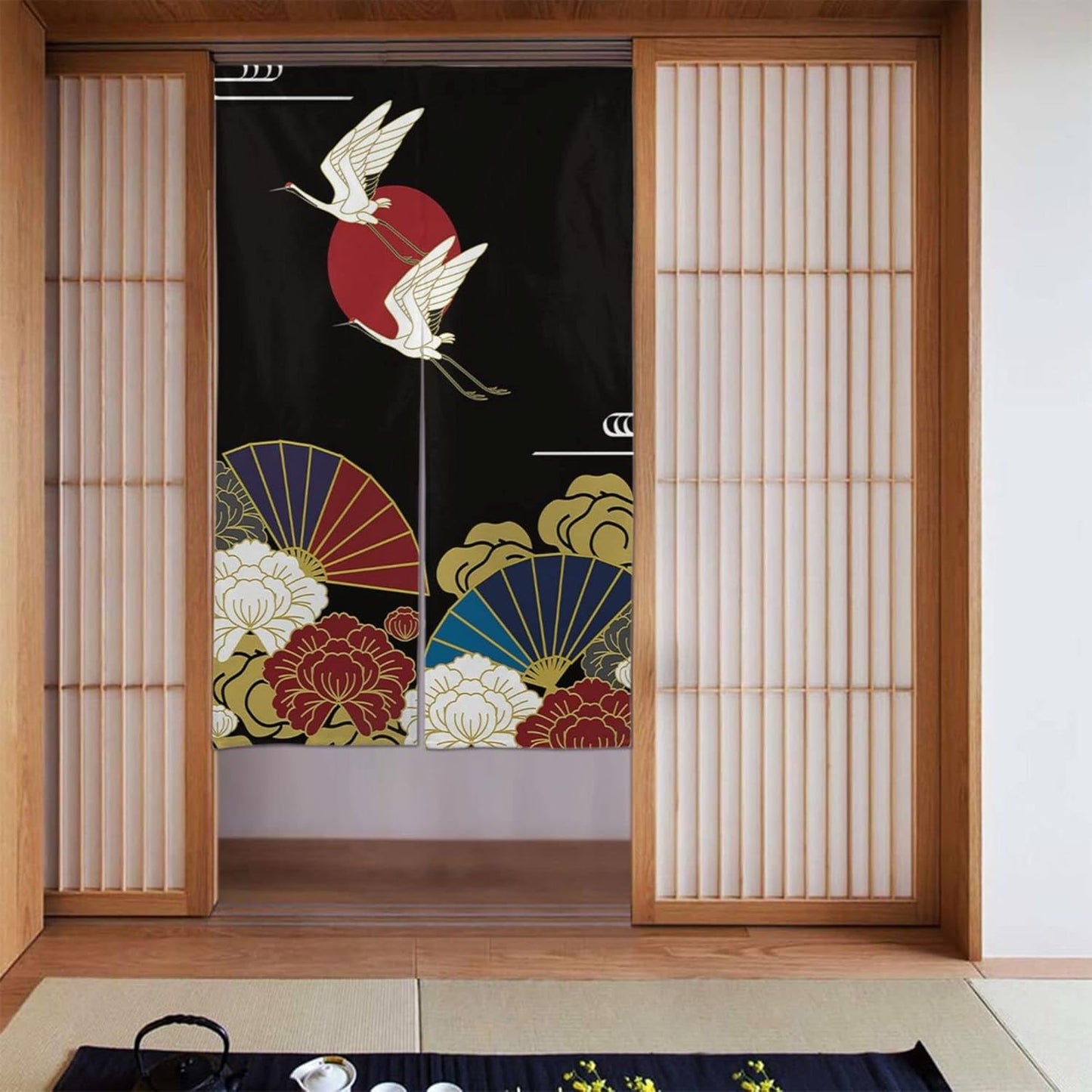 Two cranes Door Curtain