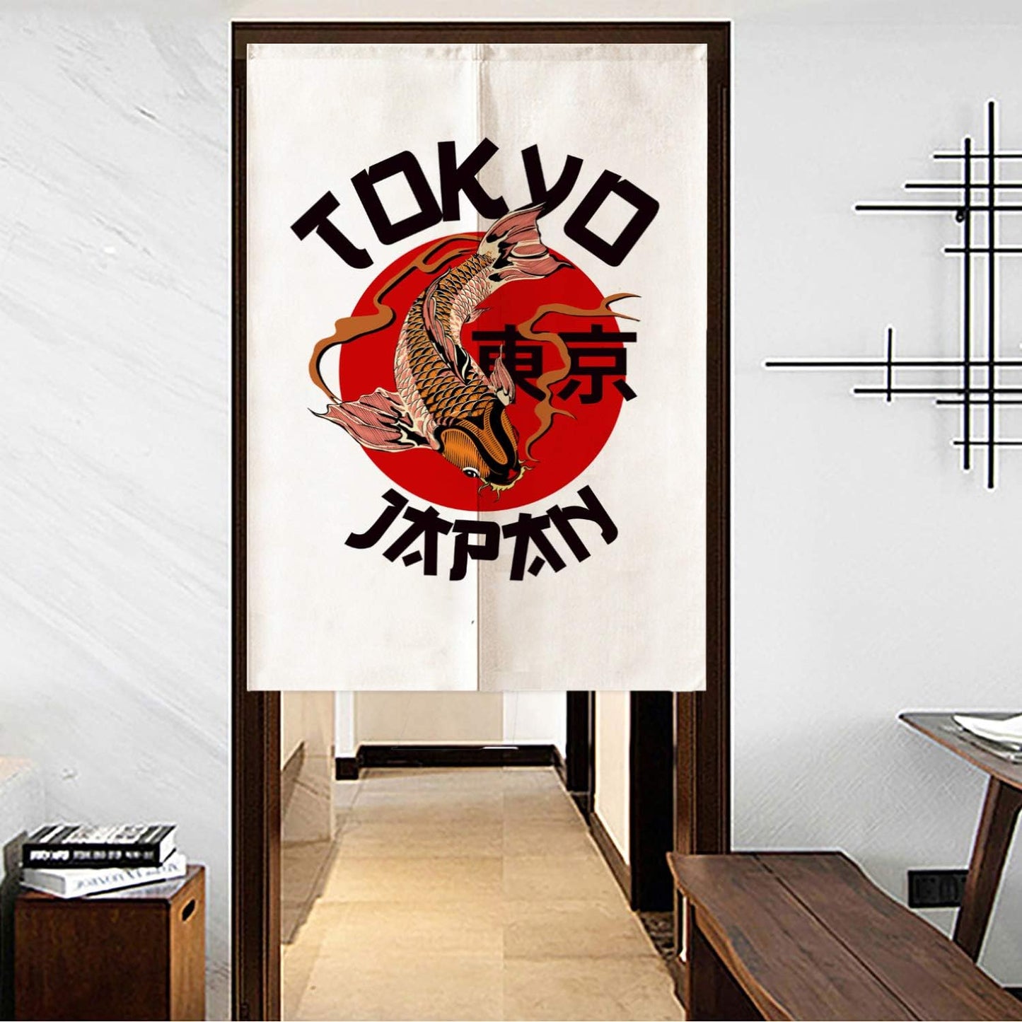 Ink and black and white painting Doorway Curtain