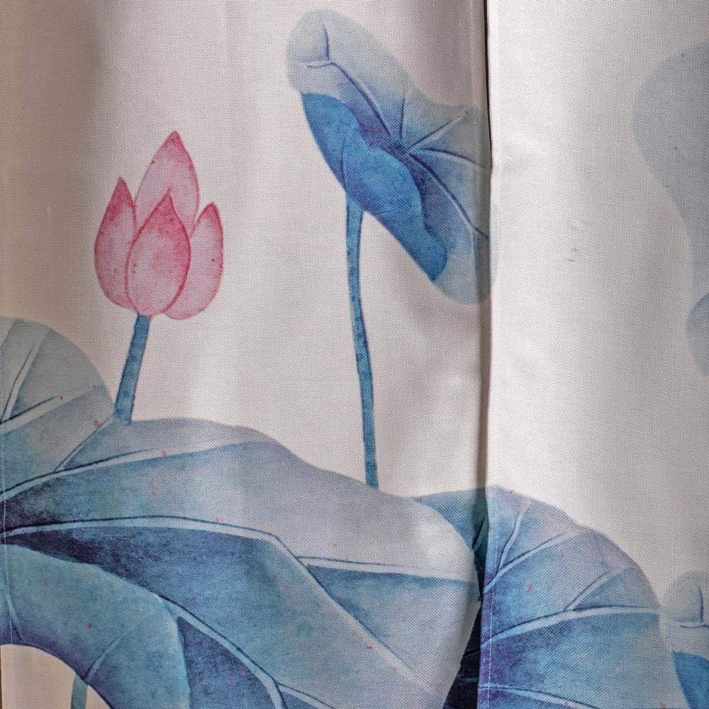 Black background with birds and flowers Door Curtain