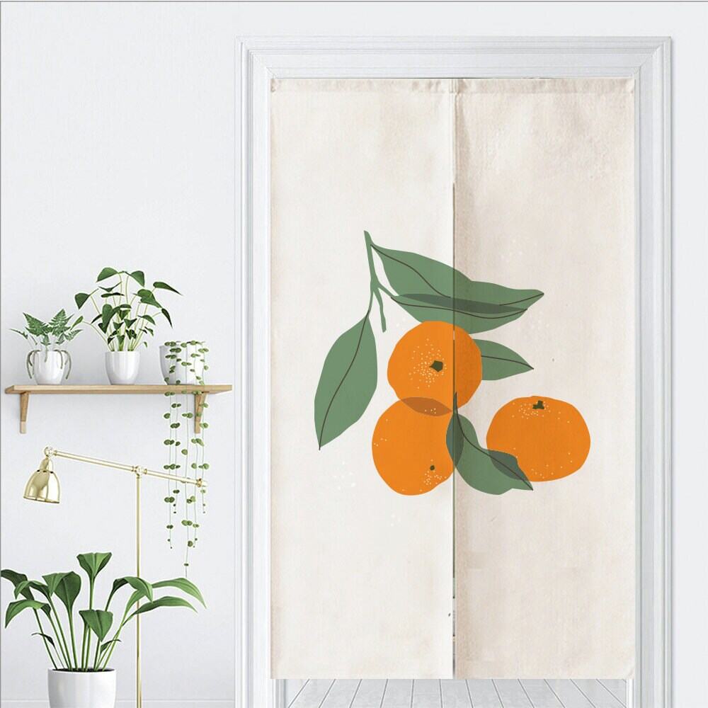 HandDrawn Orange Print Doorway Noren Curtain image 4