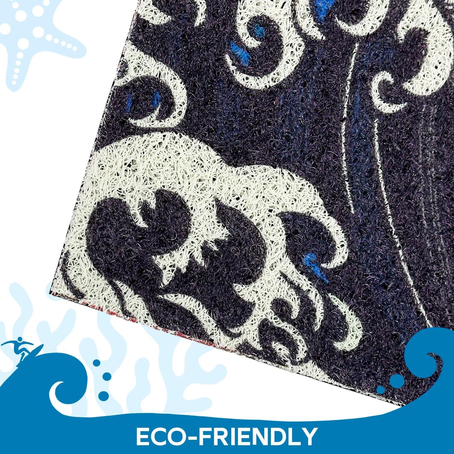 Japanese Style Blue Wave Cutting Entrance Door Mat