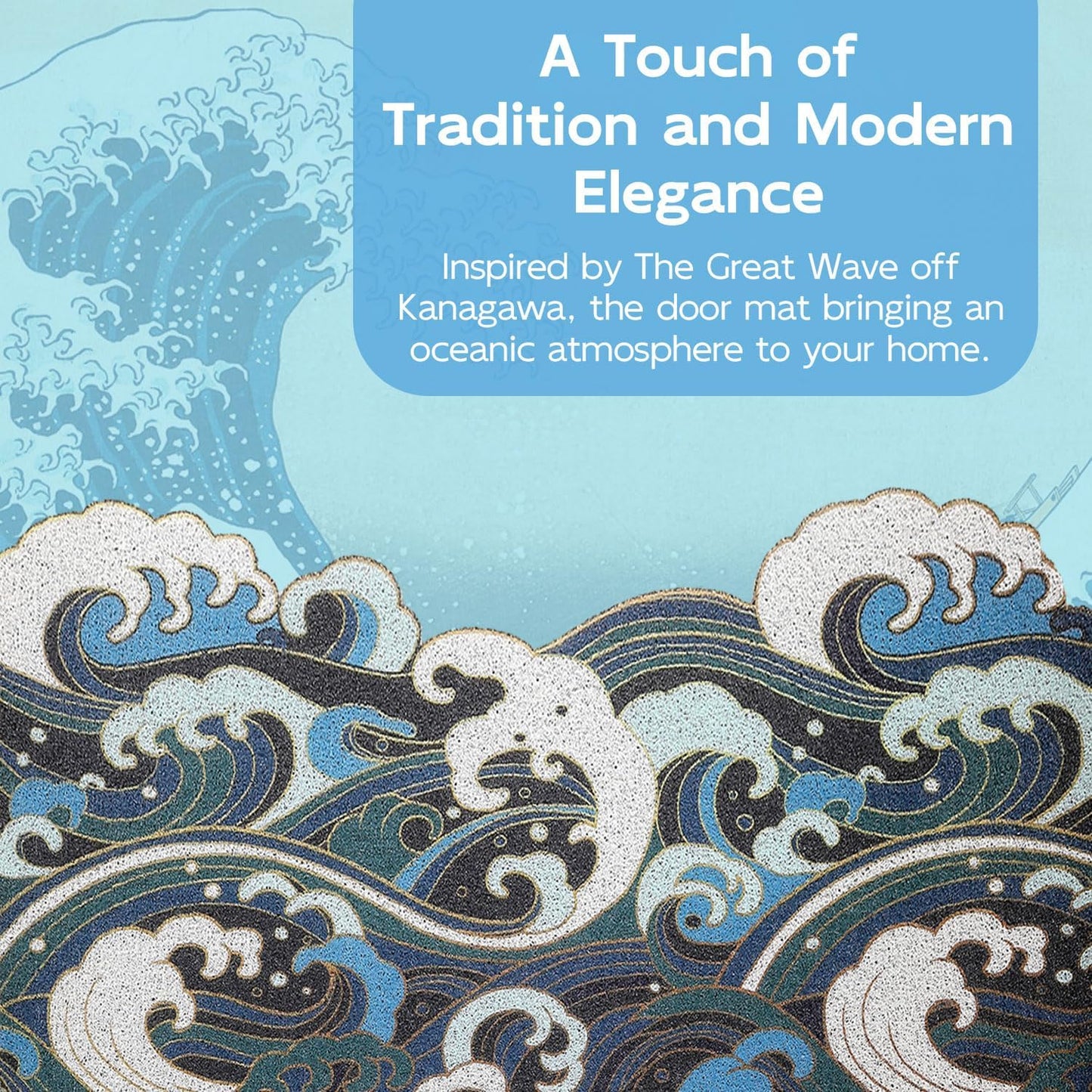 Japanese Style Blue Wave Cutting Entrance Door Mat