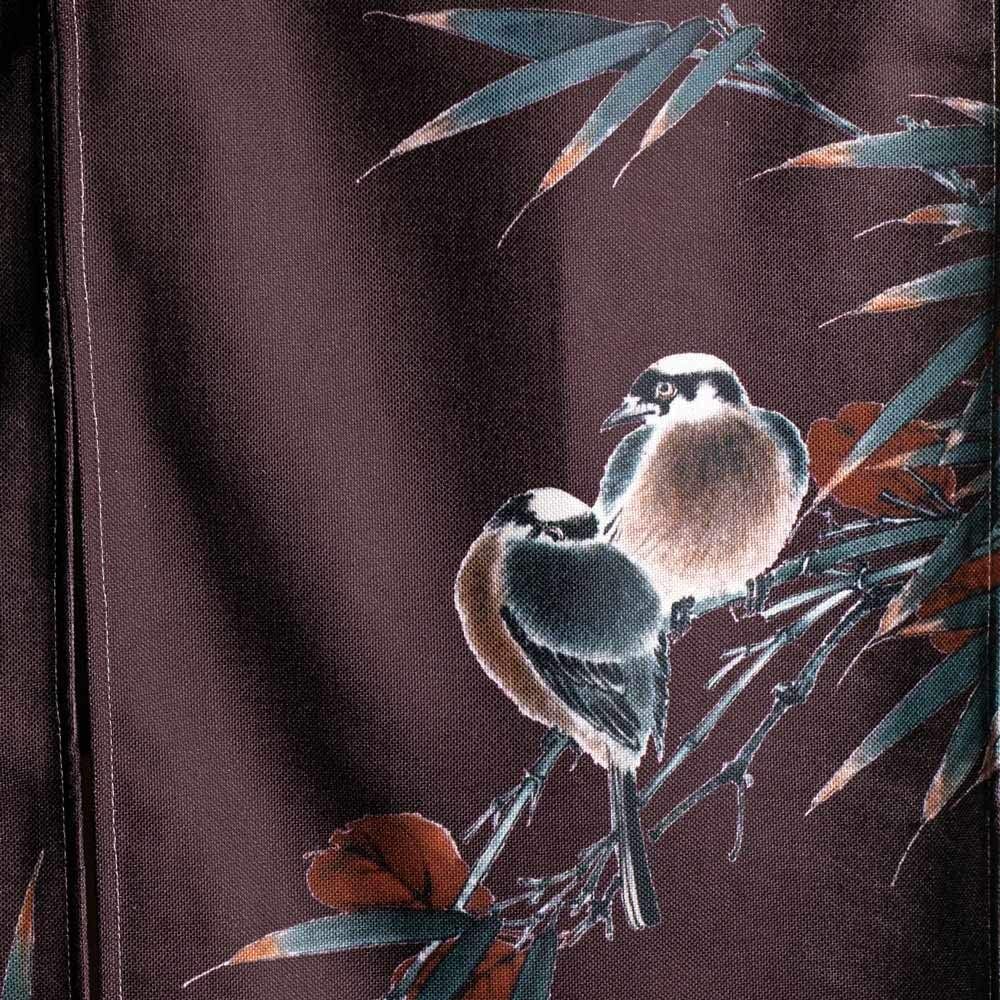 Black background with birds and flowers Door Curtain
