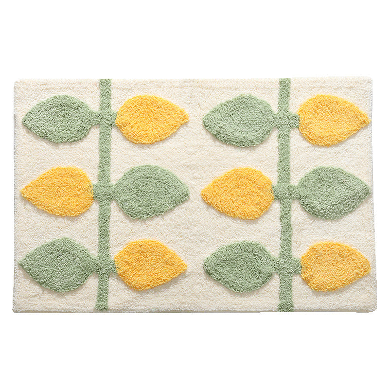 Abstract Four Color Leaves Bath Mat