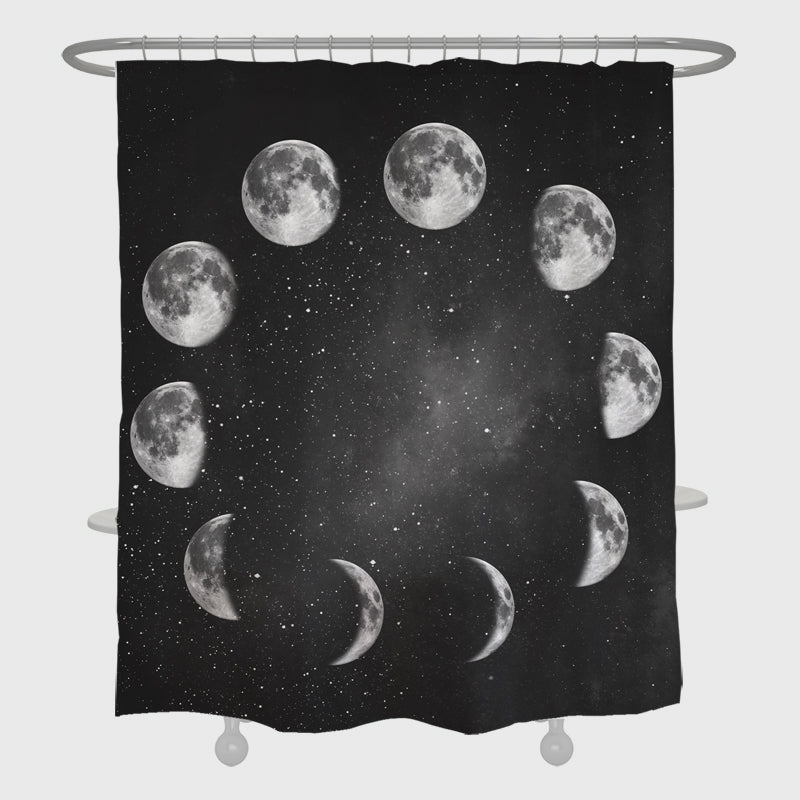 Earth and Universe Black Shower Curtain